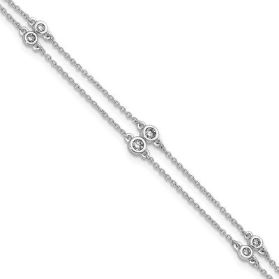 14k Weißgold Diamant Multi Station Doppelstrang Armband 7'' für Frauen 3,17gm
