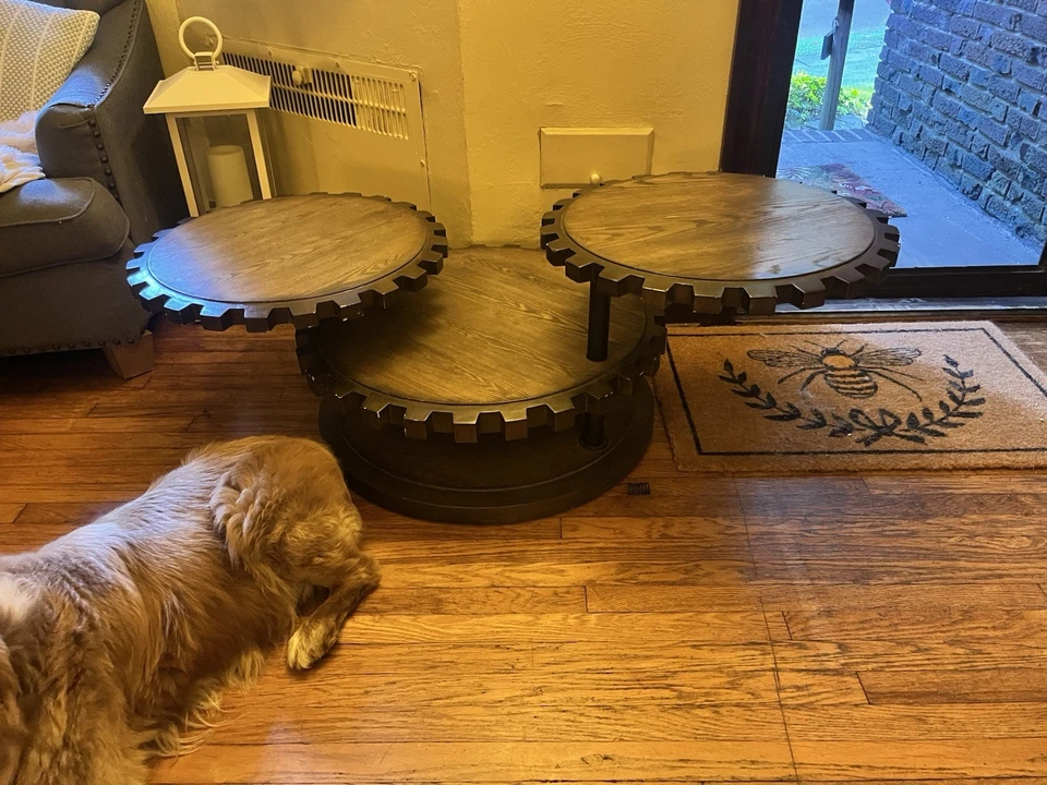 Mesa, rueda de bacalao, mesa giratoria, inspirada en Ethan Allen, mesa rústica, t. de café Foto 3 de 3