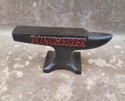 Winchester Rifles Anvil Cast Iron Gunsmith Gun Collector Paperweight Red