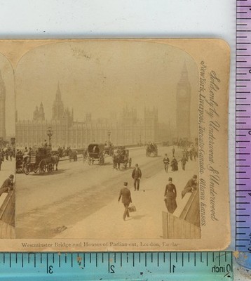 Westminster Bridge House Parliament London England Underwood Stereoview