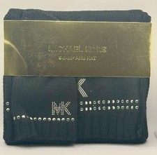 Michael Kors Stud Stripe Hat Scarf Set black Silver Retail price 88 New