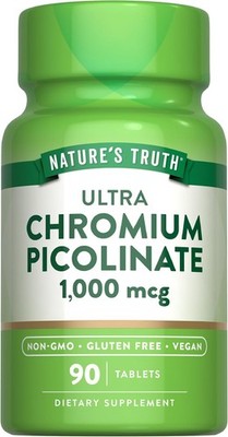 Chromium Picolinate 1000 mcg | 90 Tablets | Vegan, Non-GMO | by Nature's Truth