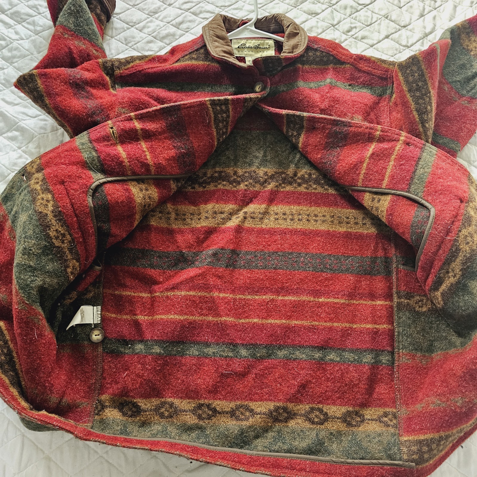 VTG Eddie Bauer Aztec Pattern Wool Button Up Jack… - image 8