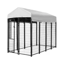 Welded Wire Dog Kennel with Waterproof Cover Black 8 Ft X 4 Ft X 6 Ft Indoor & O