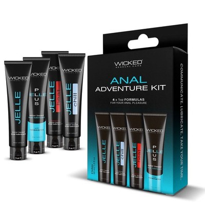Anal Lubricant Starter Kit 4 x 1oz Water Based Vegan Wicked Jelle USA