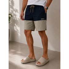 NWT Hurley Trek Hybrid Shorts Mens Large Navy Khaki 7" Casual Colorblock