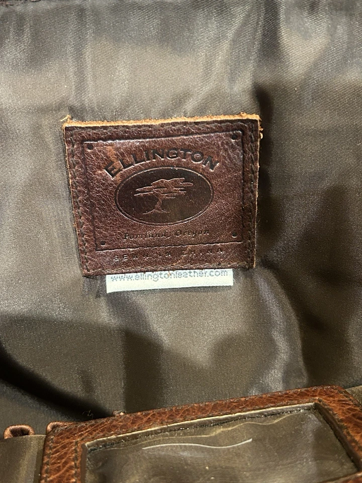 Maletín mensajero de cuero vintage Ellington para computadora portátil bolso marrón oscuro Foto 3 de 4