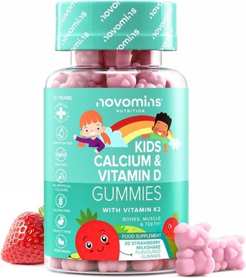 Calcium & Vitamin D+K2 Gummibärchen für Kinder, Vegetarisch, 30 Stk