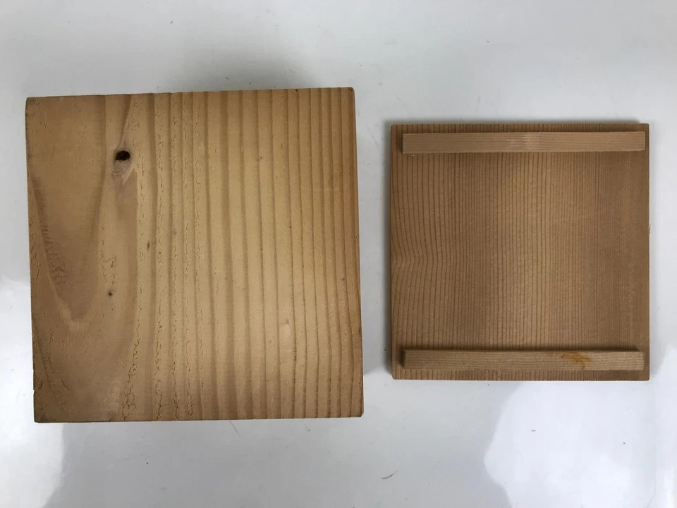 Caja de almacenamiento de cerámica japonesa con tapa de madera interior 13x13x7,2 cm marrón X189 Foto 4 de 4