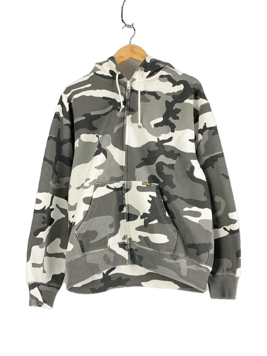 Sweat à capuche zippé Supreme M coton gris camouflage occasion