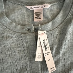 Victoria&rsquo;s Secret Cozy Pointelle Henley Short Pajama Set Sz M Grey W/ Gift Bag