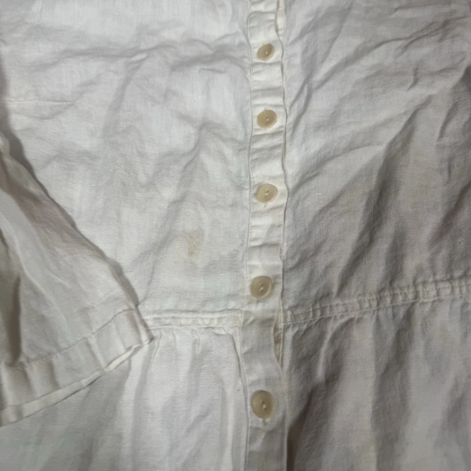 Vestido de lino para mujer grande blanco con botones túnica Lagenlook verano boho lino Foto 3 de 4