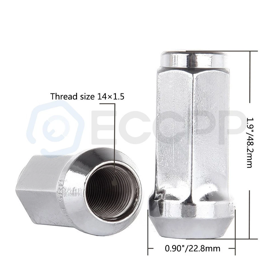 24 tuercas cromadas M14x1,5 para Chevy Silverado 1500 Tahoe GMC Cadillac 1,9" de alto Foto 2 de 4