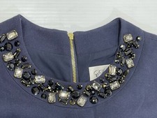 Eliza J Woman’s Navy Sleeveless Jeweled Pocket Pleated Cocktail Dress 8