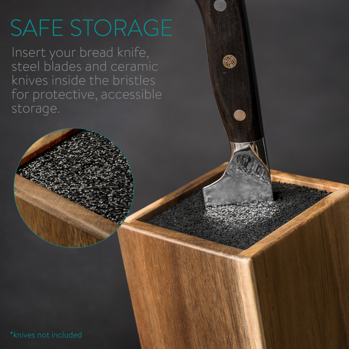 Portacoltelli In Legno Massello 15 Posti - Elegante, Stabile, Con Space Per Forbici E AffilaColtelli - Foto 14