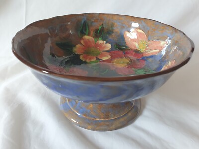 ATEMBERAUBENDE ROYAL DOULTON BARBOTINE VERZIERTE SCHALE MIT FUSS, SEHR HÜBSCHE TÖNE 