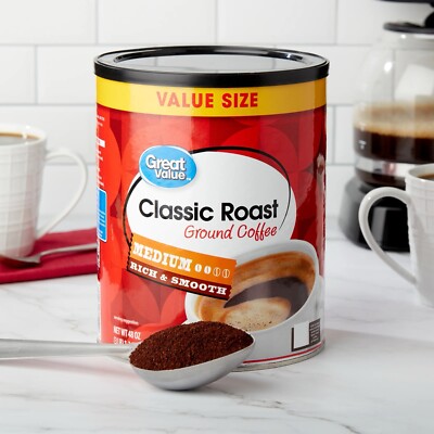 Great Value Classic Medium Roast Ground Coffee, Naturally Caffeinated, 40.3 oz