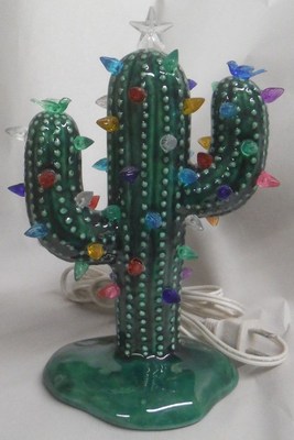 Small Christmas Cactus Glossy Green Glazed Ready To Light Ceramic Shiny Wwc 204 Ebay