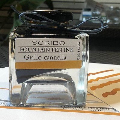 Scribo Bottled Ink for Fountain Pens in Giallo Cannella - 90mL -Made in Italy