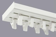Curtain Rail Track Black or White with HOOKS or CLIPS PVC Ceiling SET