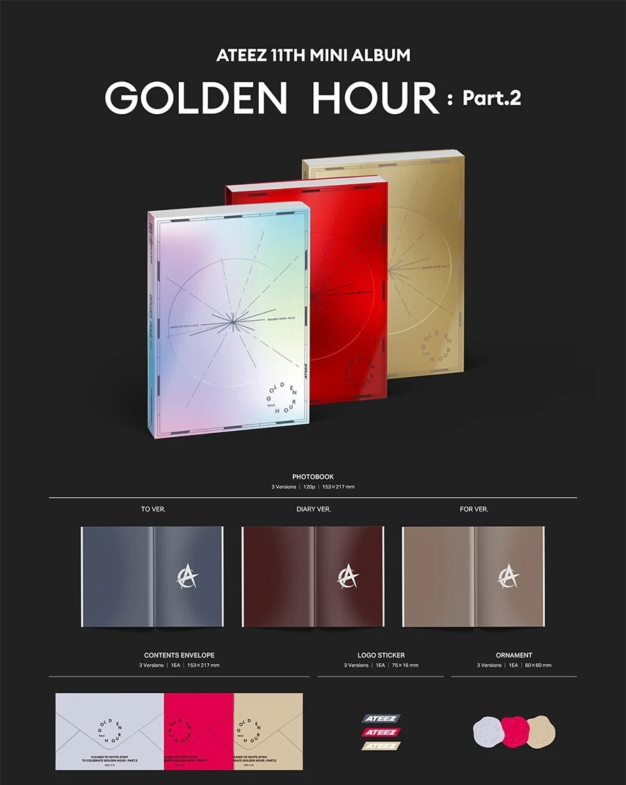 ATEEZ GOLDEN HOUR : PART.2 Album 3 Ver SET/3CD+3 Photo Book+15