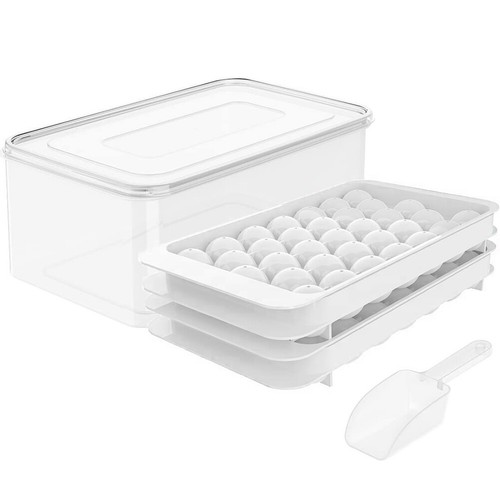 Round Ice Cube Tray Set with Lid and Bin Ice Ball Maker Mold for Chilled Drinks - Picture 19 of 21