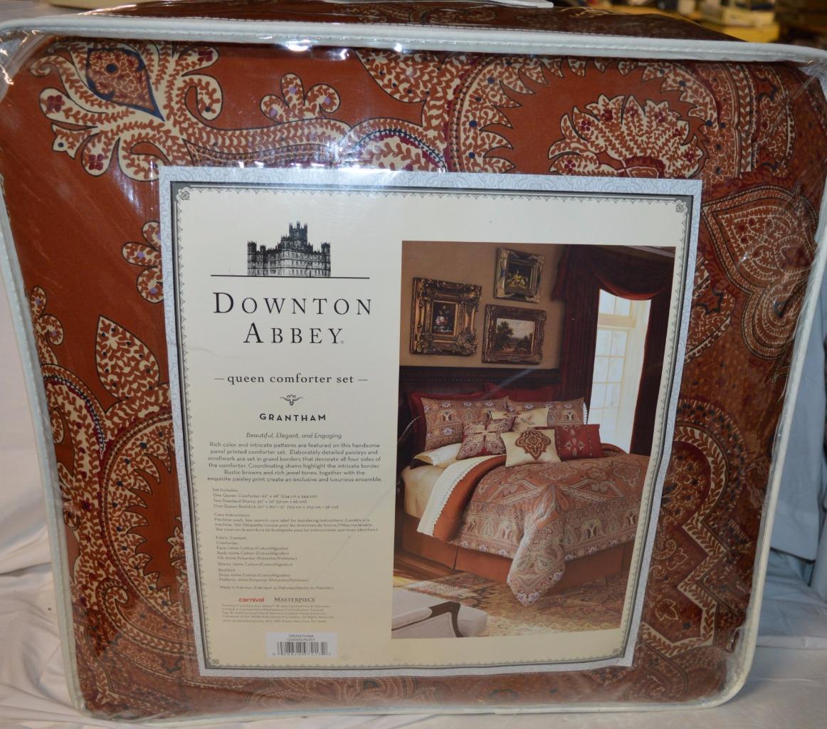 Downton Abbey Grantham Paisley Rust 4pc Queen Comforter Set