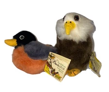 2 Audubon Birds Wild Republic American Robin Bald Eagle Plush Bird Calls Sound
