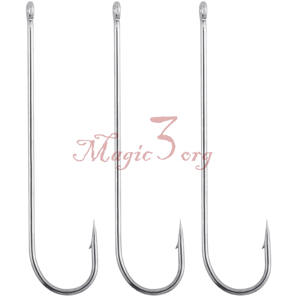 100pcs Aberdeen Hooks Fishing Long Shank Offset Circle Heavy Duty Bass #12-#3/0 - Image 3 of 4