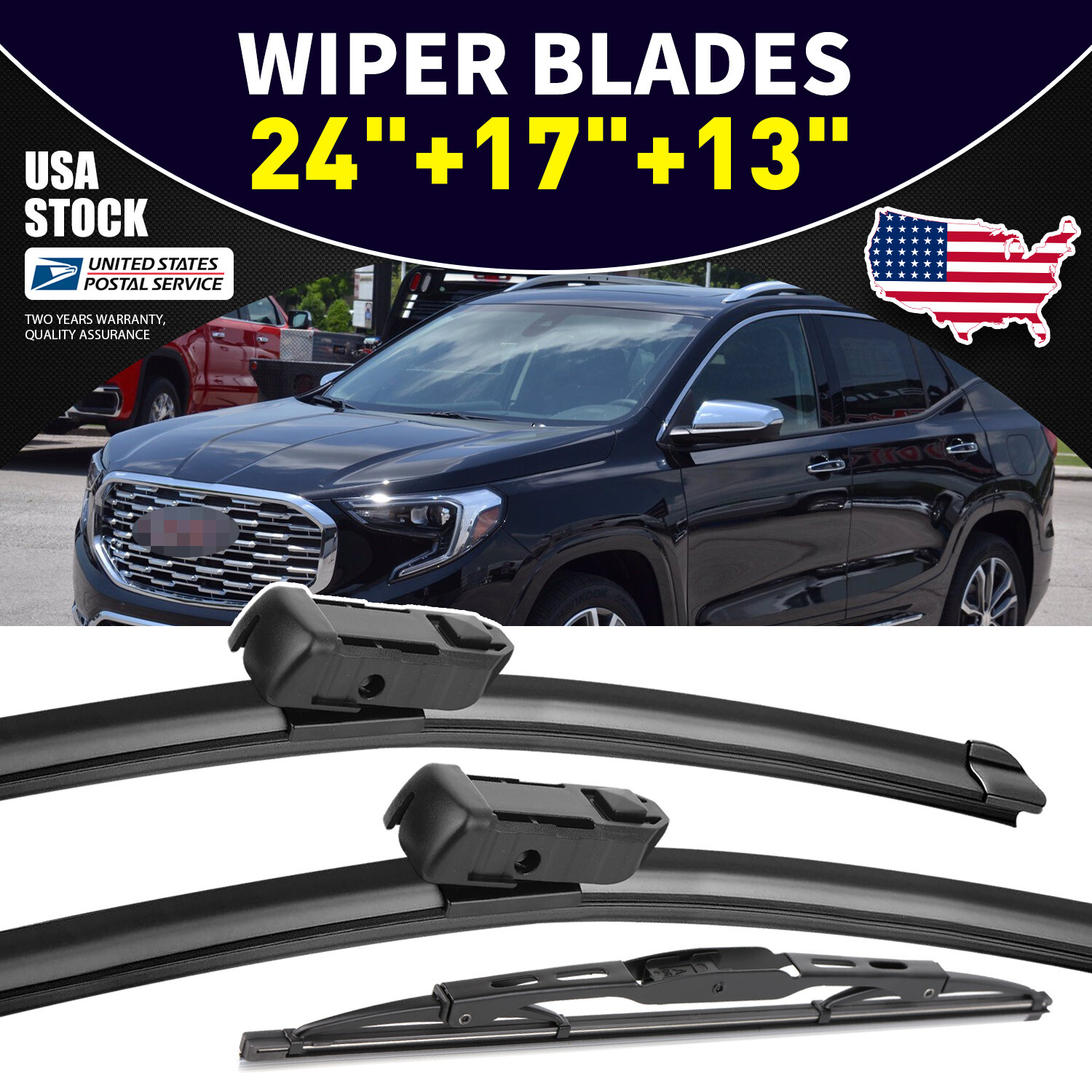 Chevrolet Equinox 2010-17 Front Wiper Blades Set of 3 (24