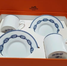 HERMES Chaine D'Ancre Blue Cup & Saucer Tableware 2 SET coffee cup