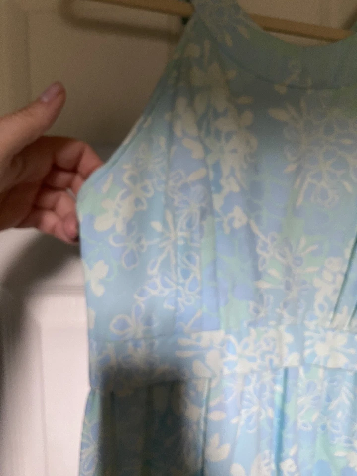 Maxi Vestido Mod Vintage Años 60 Lilly Pulitzer Azul Floral Cintura Imperio Foto 2 de 4