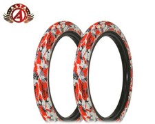 2 ALTA PEFORMANCE 20" X 2.35" SEMISLICK STREET PARK TIRES BMX BIKE CAMO/ARMY RED