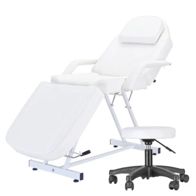 PANANA White Massage Bed Beauty Salon Massage Table Tattoo Therapy Couch with Stool