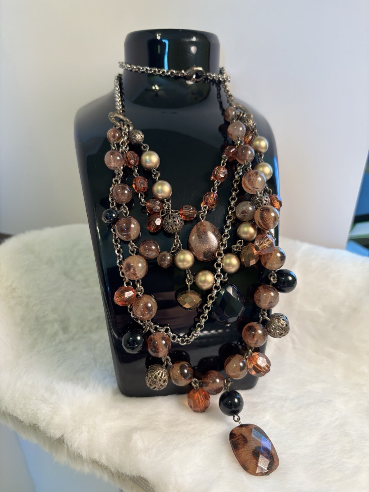 Statement Piece Necklace Multi Stone/Layered Mix … - image 3