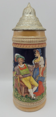 Vintage Germany Beer Stein 10'' with Pewter Lid - Keinen Tropfen Imbecher Mehr