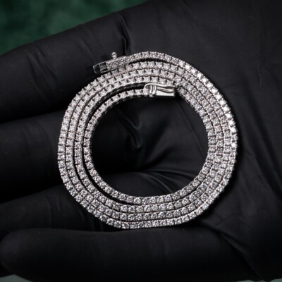 Micro 2.5 Pointer VVS Lab Grown 5.19Ct 14K White Gold Tennis Chain Necklace