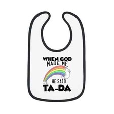 Contrast Trim Jersey Baby Bib "Ta-Da"