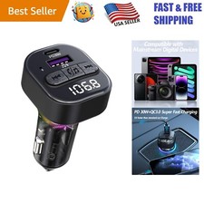 Wireless Bluetooth FM Transmitter for Car with Fast Charging  7-Color LED