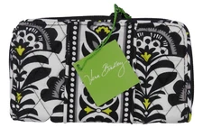 Vera Bradley Accordion Wallet FANFARE Quilted Cotton BLACK WHITE HTF TAGS