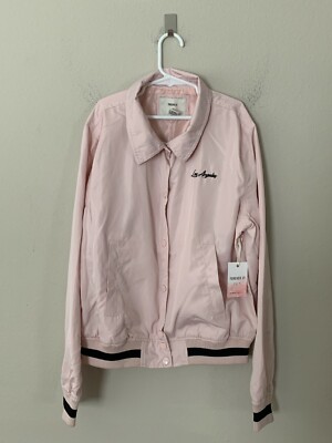NWT! Forever 21 Women's Sz S Los Angeles Pink Light Weight Bomber Jacket 