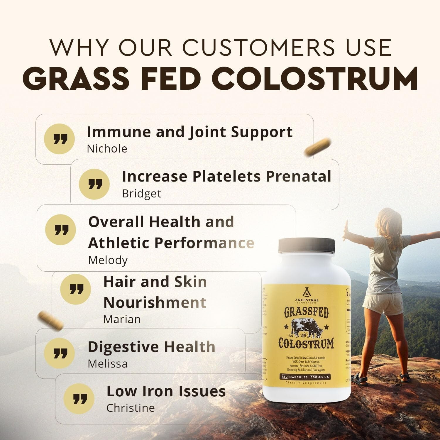 Ancestral Supplements Grass Fed Beef Colostrum Supplement, 3000 mg ...