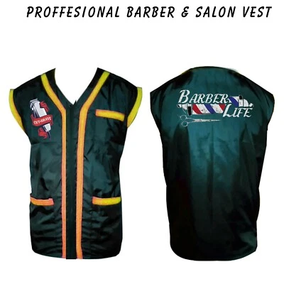 FALAH SHEARS Men Vest Black barber Jacket Styling Cape barber jeans apron Barber Vest black