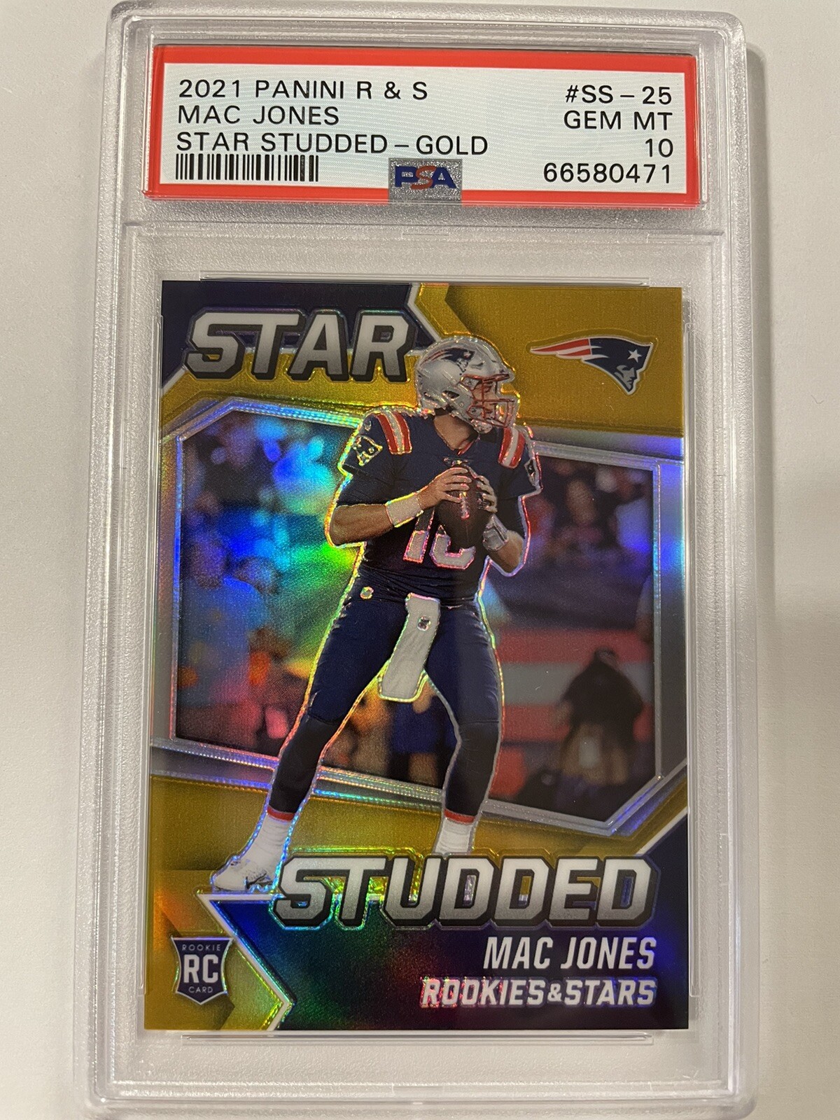 2021 Rookies And Stars Mac Jones Star Studded Gold /10 Rookie PSA 10 Gem POP 3