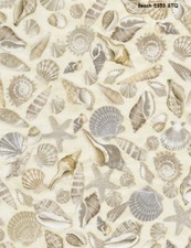 Beach Ocean Cotton Quilt fabric by Timeless Treasures BTY Sea Shells C5353