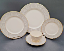 FRANCISCAN RENAISSANCE Grey/GOLD 5 - 5 PIECE SETTTING 27 PIECES USA Made