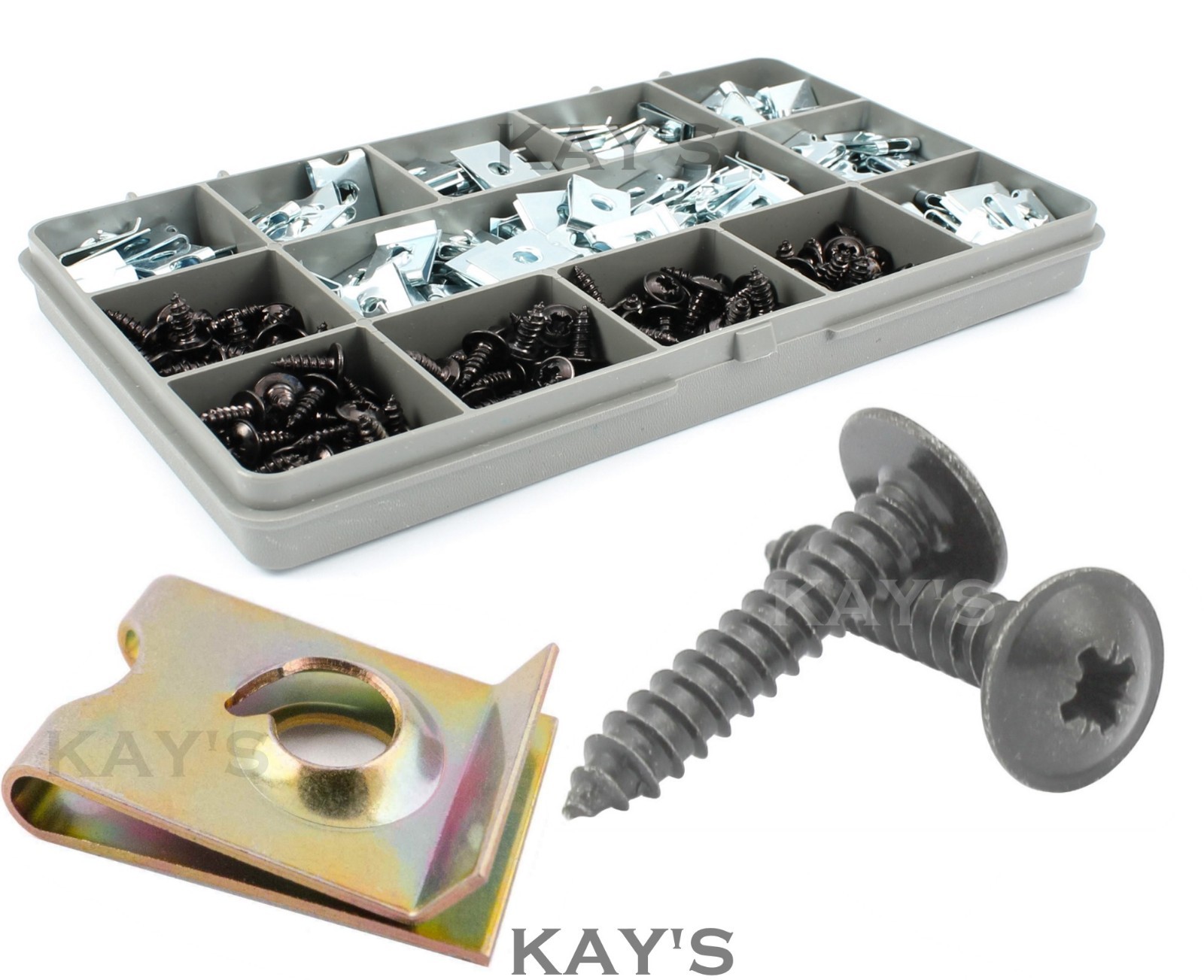 100 ASSORTED PIECES U NUT KIT SPIRE CLIPS SPEED FASTENERS LUG NUTS ZINC & YELLOW - Image 4
