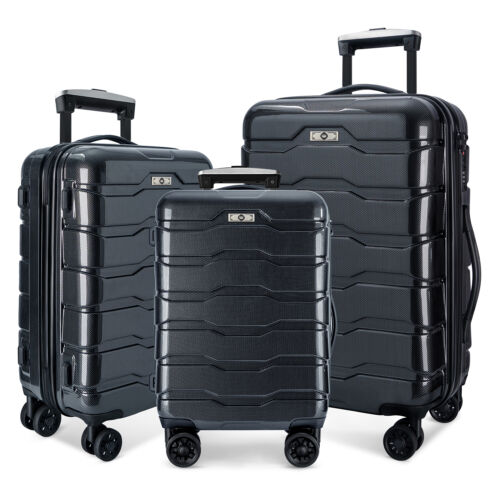 Luggage 3 Piece Sets with Spinner Wheels ABS+PC Lightweight TSA Lock (20'/24'/28