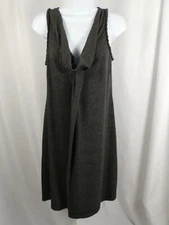 MAX STUDIO Women's Charcoal Gray Striped V-Neck Sleeveless Knit Dress Sz S