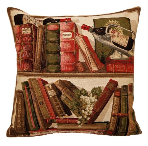 SET OF 3 BELGIAN TAPESTRY CUSHION COVERS, LIBRARY & WINE SERIES 18"X18" 1757/8/9 - Picture 4 of 10